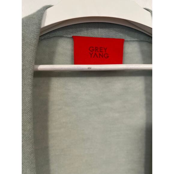 Womens Korean Designer Long Sheer Knit Open Cardigan Mint Green Blue Medium - Picture 3 of 6